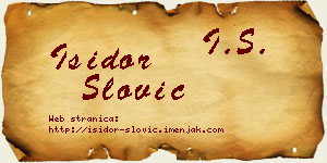 Isidor Slović vizit kartica